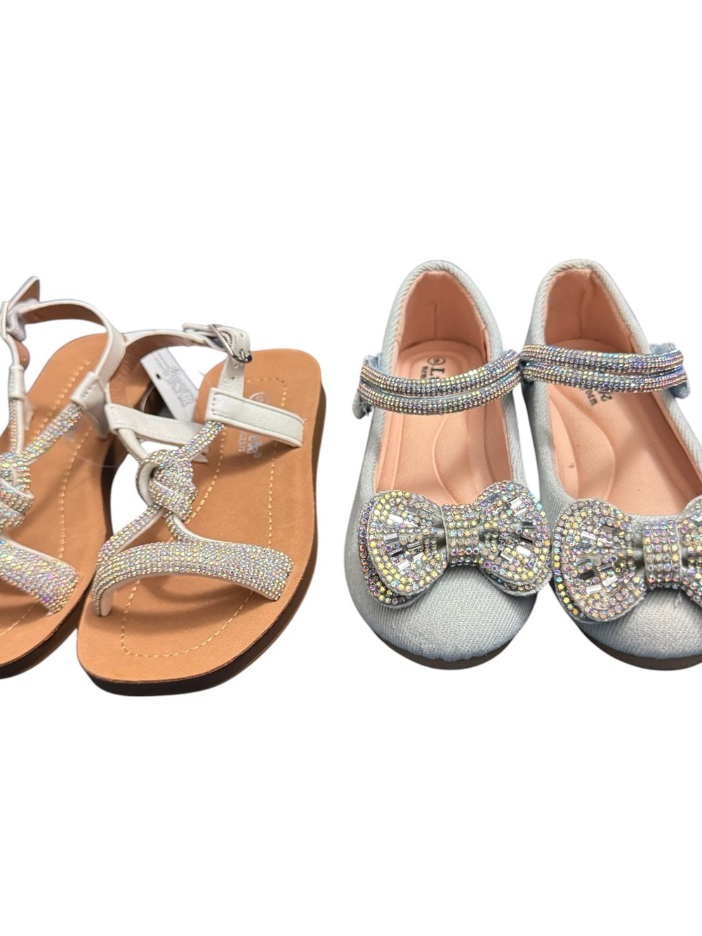 2 PAIRS for $20 Girls Sparkle Bling Sandals & Mary Jane Flats Shoes Size 9